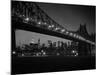1960s Queensboro Bridge and Manhattan Skyline at Night New York City-null-Mounted Photographic Print