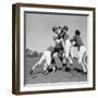 1960s SIX MEN PLAYING FOOTBALL GROUP TACKLE-H. Armstrong Roberts-Framed Photographic Print