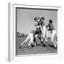 1960s SIX MEN PLAYING FOOTBALL GROUP TACKLE-H. Armstrong Roberts-Framed Photographic Print