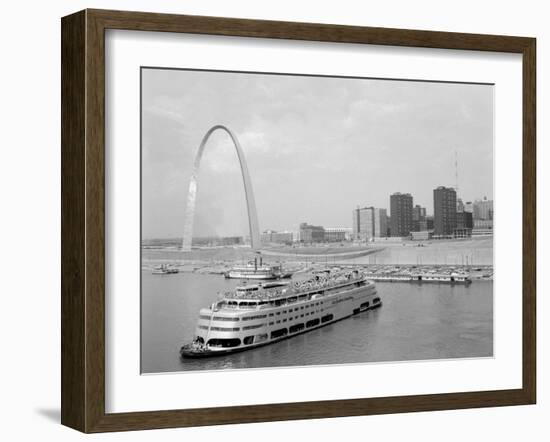 1960s St. Louis Missouri Gateway Arch Skyline Mississippi River SS Admiral Casino-null-Framed Photographic Print