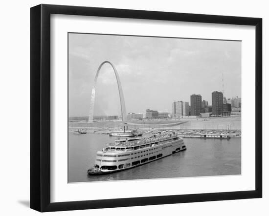 1960s St. Louis Missouri Gateway Arch Skyline Mississippi River SS Admiral Casino-null-Framed Photographic Print