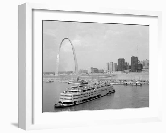 1960s St. Louis Missouri Gateway Arch Skyline Mississippi River SS Admiral Casino-null-Framed Photographic Print