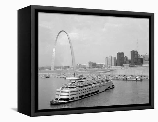 1960s St. Louis Missouri Gateway Arch Skyline Mississippi River SS Admiral Casino-null-Framed Stretched Canvas