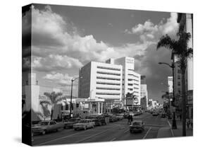 1960s STREET SCENE WILSHIRE BOULEVARD AND RODEO DRIVE LOS ANGELES CA USA-Panoramic Images-Stretched Canvas
