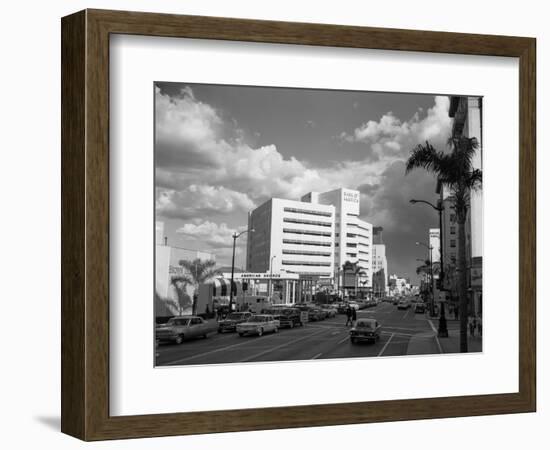 1960s STREET SCENE WILSHIRE BOULEVARD AND RODEO DRIVE LOS ANGELES CA USA-Panoramic Images-Framed Photographic Print