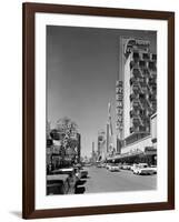 1960s View Down Freemont Street Downtown Las Vegas, Nevada-null-Framed Photographic Print