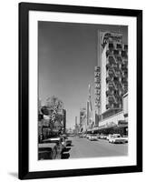 1960s View Down Freemont Street Downtown Las Vegas, Nevada-null-Framed Photographic Print