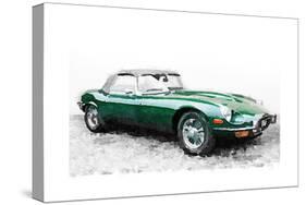 1961 Jaguar E-Type Watercolor-NaxArt-Stretched Canvas