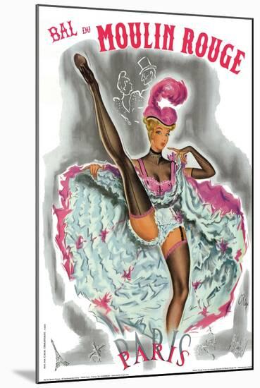 1962 Moulin Rouge cancan rose-Pierre Okley-Mounted Giclee Print