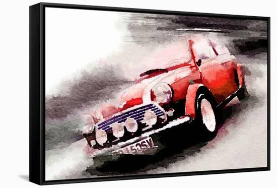 1963 Austin Mini Cooper Watercolor-NaxArt-Framed Stretched Canvas