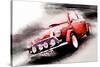 1963 Austin Mini Cooper Watercolor-NaxArt-Stretched Canvas