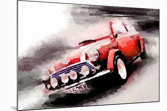 1963 Austin Mini Cooper Watercolor-NaxArt-Mounted Art Print