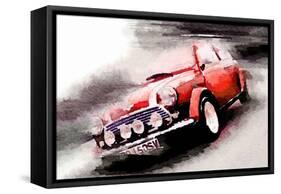 1963 Austin Mini Cooper Watercolor-NaxArt-Framed Stretched Canvas