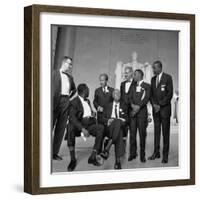 1963 March Leaders, L-R: Ahmann, Robinson, Prinz, Randolph, Rauh, Lewis, McKissick-null-Framed Photo