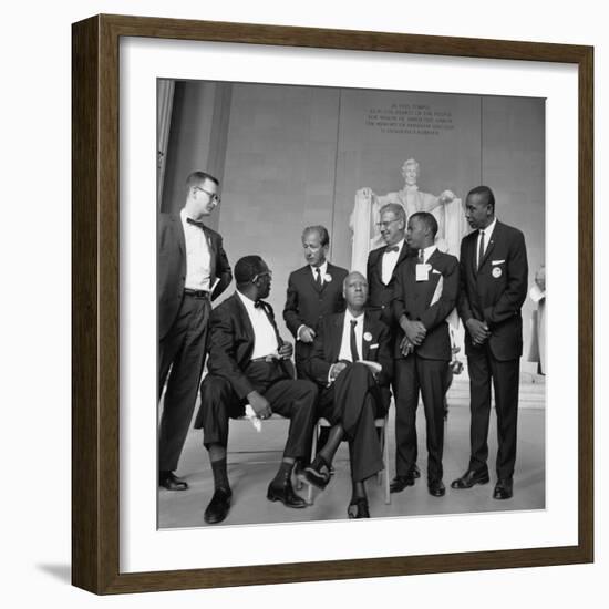1963 March Leaders, L-R: Ahmann, Robinson, Prinz, Randolph, Rauh, Lewis, McKissick-null-Framed Photo