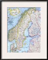 1963 Scandinavia Map-National Geographic Maps-Framed Art Print