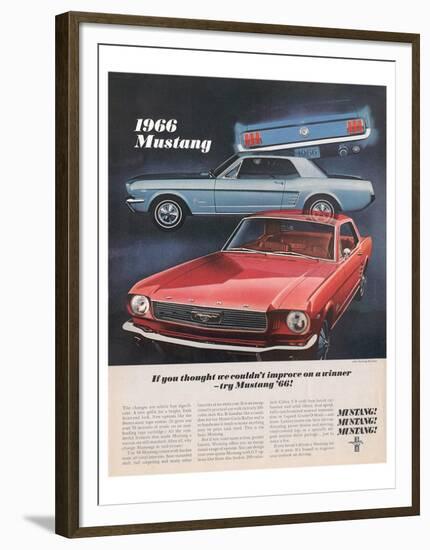 1966 Mustang- Improve a Winner-null-Framed Art Print