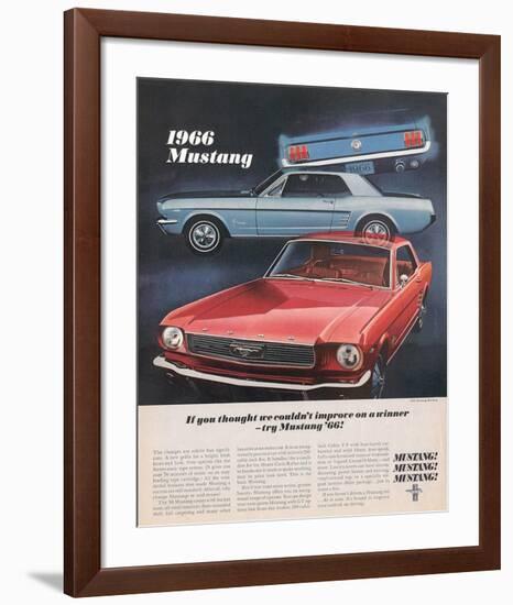 1966 Mustang- Improve a Winner-null-Framed Art Print