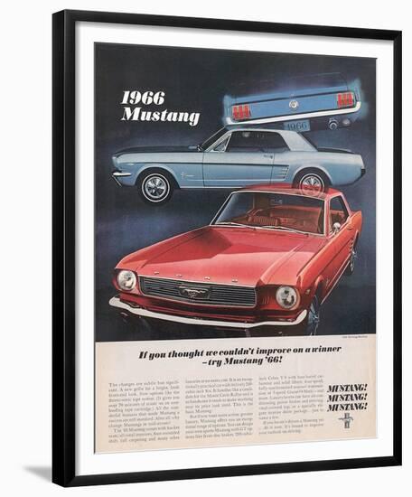 1966 Mustang- Improve a Winner-null-Framed Art Print