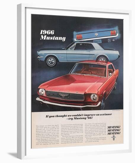 1966 Mustang- Improve a Winner-null-Framed Art Print