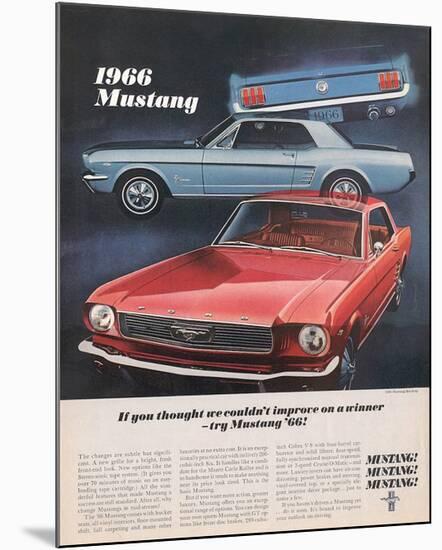 1966 Mustang- Improve a Winner-null-Mounted Art Print