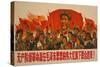 1967 Cultural Revolution Poster of People Waving Book of Works of Mao Tse-Tung-null-Stretched Canvas