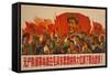 1967 Cultural Revolution Poster of People Waving Book of Works of Mao Tse-Tung-null-Framed Stretched Canvas