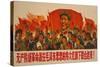 1967 Cultural Revolution Poster of People Waving Book of Works of Mao Tse-Tung-null-Stretched Canvas