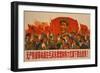 1967 Cultural Revolution Poster of People Waving Book of Works of Mao Tse-Tung-null-Framed Premium Giclee Print