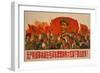 1967 Cultural Revolution Poster of People Waving Book of Works of Mao Tse-Tung-null-Framed Premium Giclee Print