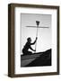 1967: Man Using a Broom to Improve the Antennae Reception During the Broadcast of Super Bowl I-Bill Ray-Framed Photographic Print