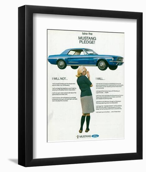 1967 Take the Mustang Pledge-null-Framed Premium Giclee Print