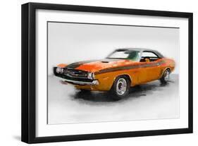 1968 Dodge Challenger Watercolor-NaxArt-Framed Art Print