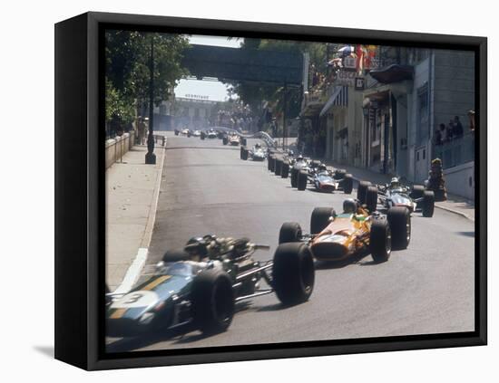 1968 Monaco Grand Prix, Jochen Rindt in Brabham leads Bruce McLaren in McLaren-Ford-null-Framed Stretched Canvas