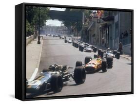 1968 Monaco Grand Prix, Jochen Rindt in Brabham leads Bruce McLaren in McLaren-Ford-null-Framed Stretched Canvas