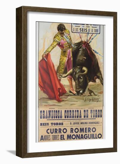 1968 Spanish Bullfight Poster Plaza De Toros De Fuengirola-null-Framed Premium Giclee Print