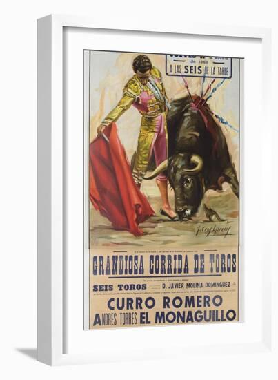 1968 Spanish Bullfight Poster Plaza De Toros De Fuengirola-null-Framed Giclee Print