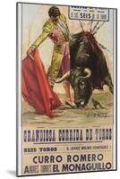 1968 Spanish Bullfight Poster Plaza De Toros De Fuengirola-null-Mounted Giclee Print