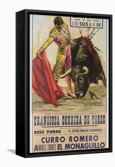 1968 Spanish Bullfight Poster Plaza De Toros De Fuengirola-null-Framed Stretched Canvas
