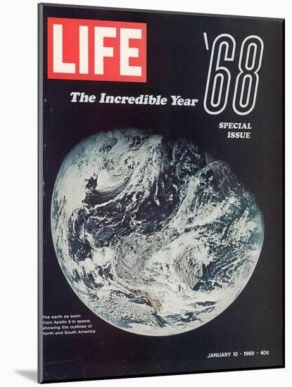 1968 Special Issue, NASA Shot of Earth from Space, Apollo 8 Mission, January 10, 1969-null-Mounted Photographic Print