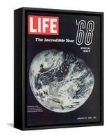 1968 Special Issue, NASA Shot of Earth from Space, Apollo 8 Mission, January 10, 1969-null-Framed Stretched Canvas