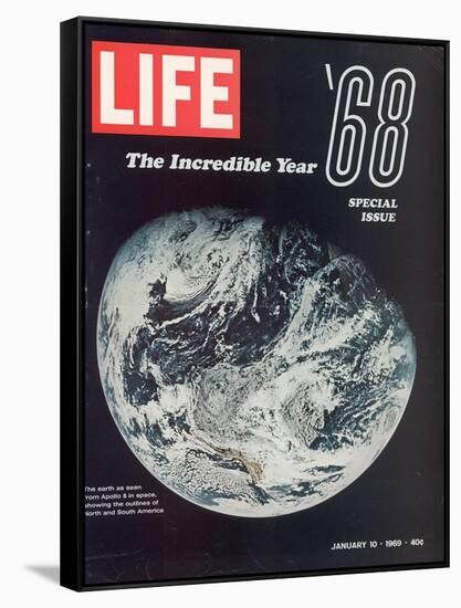 1968 Special Issue, NASA Shot of Earth from Space, Apollo 8 Mission, January 10, 1969-null-Framed Stretched Canvas