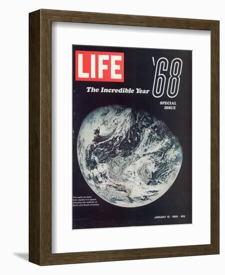 1968 Special Issue, NASA Shot of Earth from Space, Apollo 8 Mission, January 10, 1969-null-Framed Photographic Print