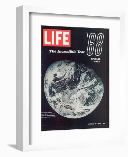 1968 Special Issue, NASA Shot of Earth from Space, Apollo 8 Mission, January 10, 1969-null-Framed Photographic Print