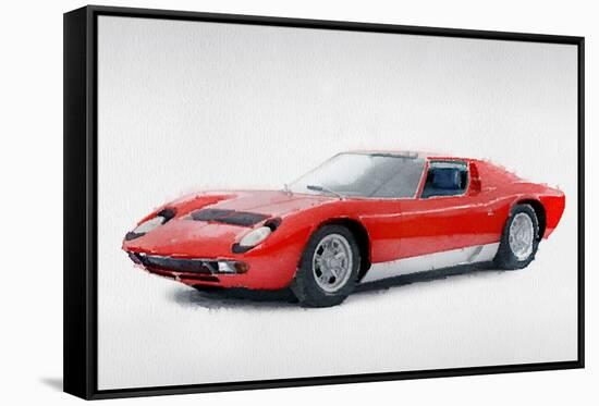 1969 Lamborghini Miura P400 S Watercolor-NaxArt-Framed Stretched Canvas