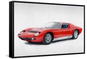 1969 Lamborghini Miura P400 S Watercolor-NaxArt-Framed Stretched Canvas