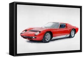 1969 Lamborghini Miura P400 S Watercolor-NaxArt-Framed Stretched Canvas