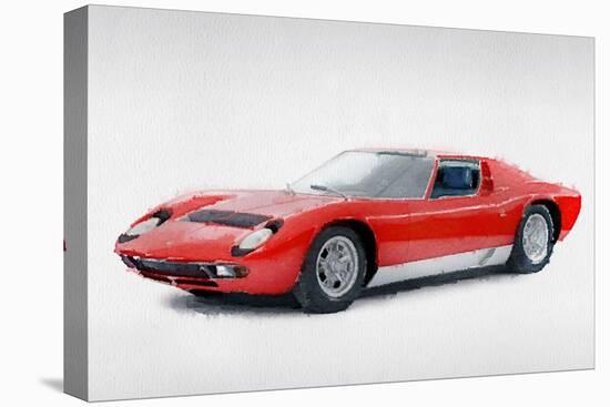 1969 Lamborghini Miura P400 S Watercolor-NaxArt-Stretched Canvas