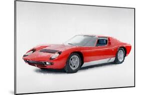 1969 Lamborghini Miura P400 S Watercolor-NaxArt-Mounted Art Print