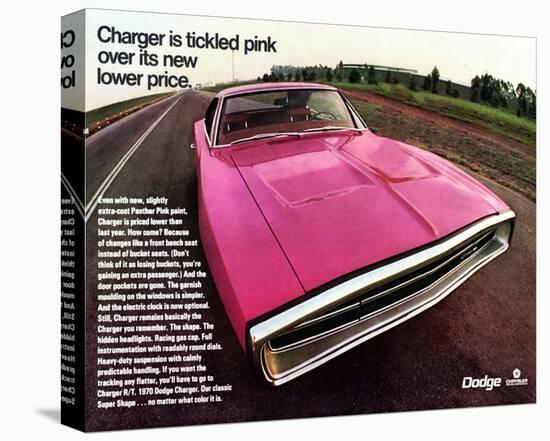 1970 Dodge Charger TickledPink-null-Stretched Canvas